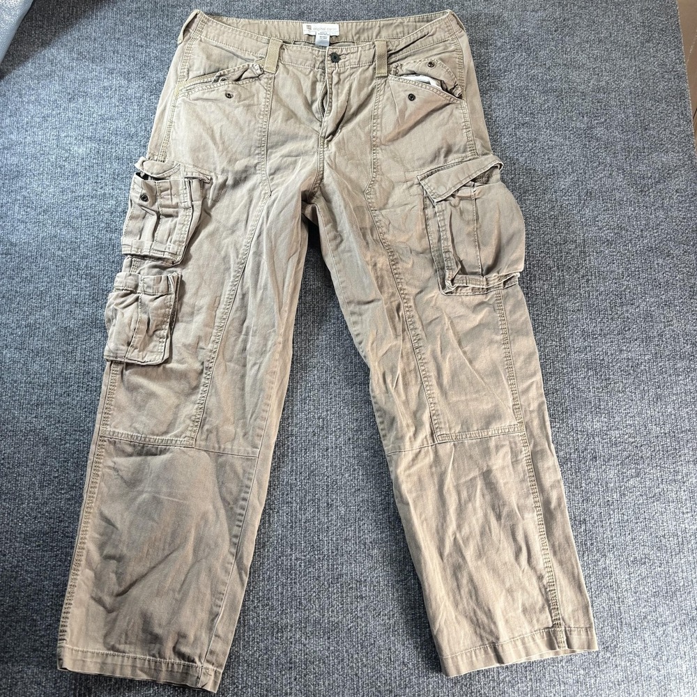 Cargo Pants Mens 38x32‎ Beige Original Cargo Relaxed Fit Canvas Pockets Outdoor
